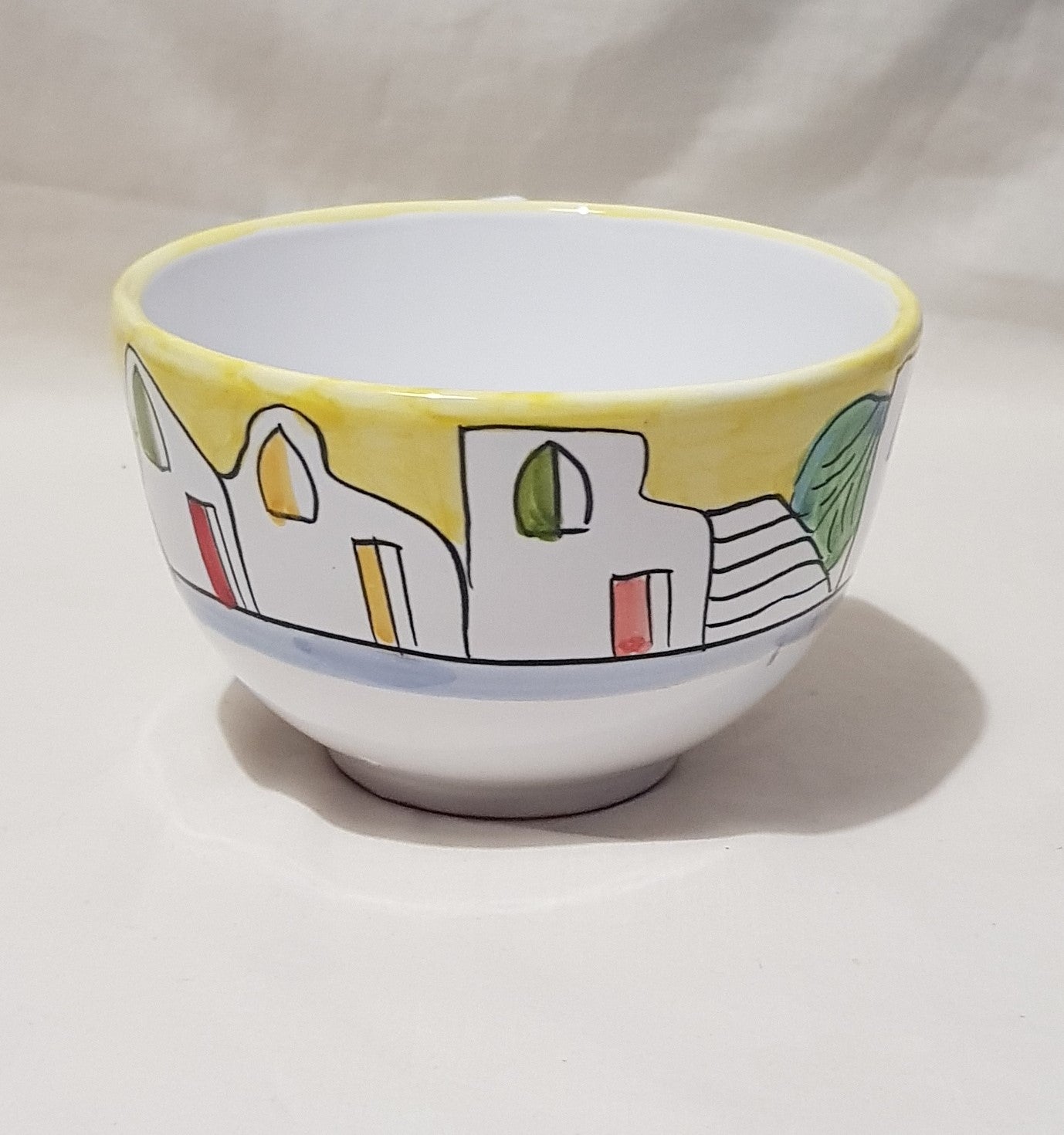 Tazza latte con decoro Alici in ceramica di Vietri < SolimeneArt