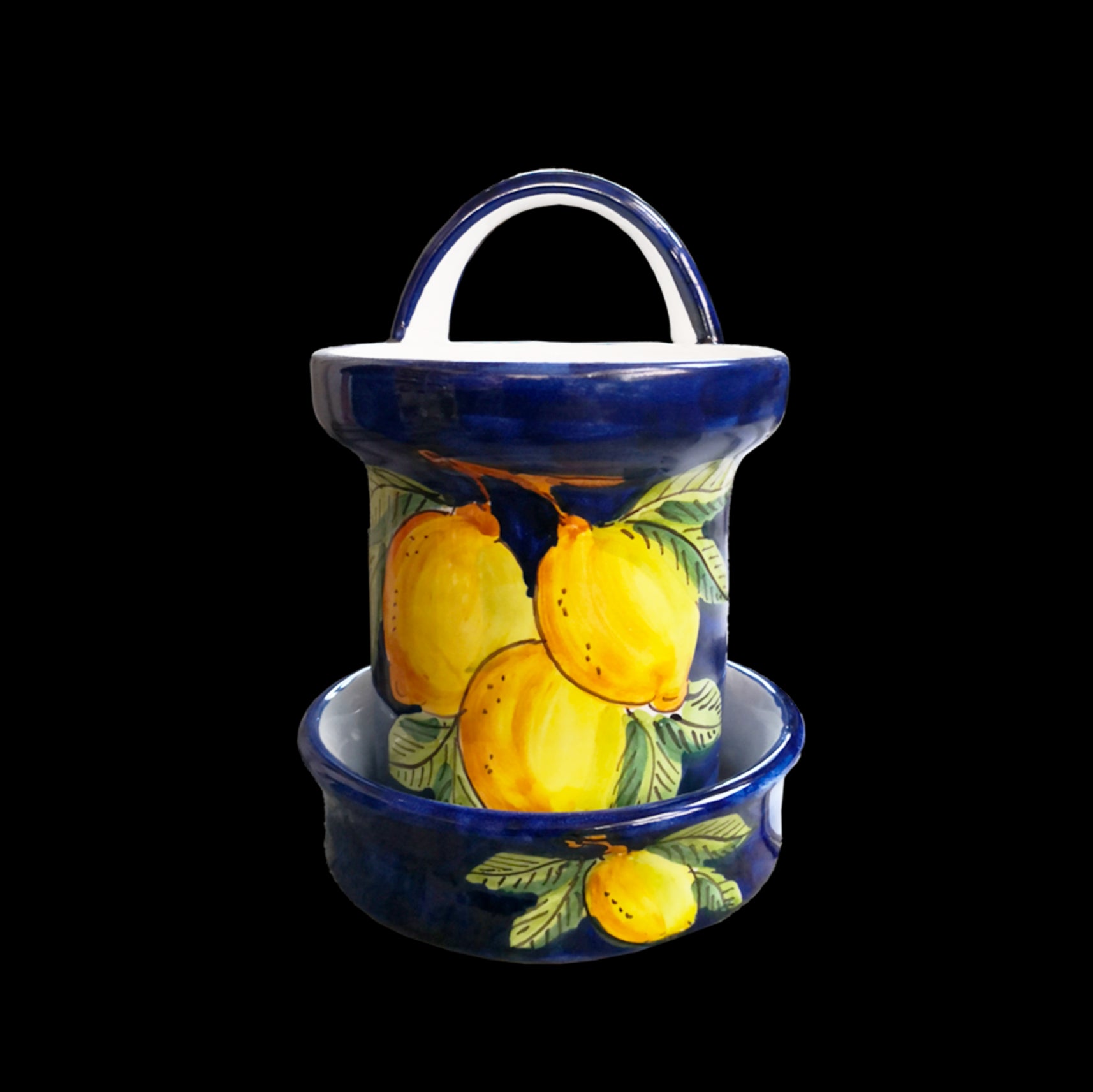 Scola posate Linea limoni Blu e gialli. Ceramica vietrese dpinta a man – Vietri  With Love