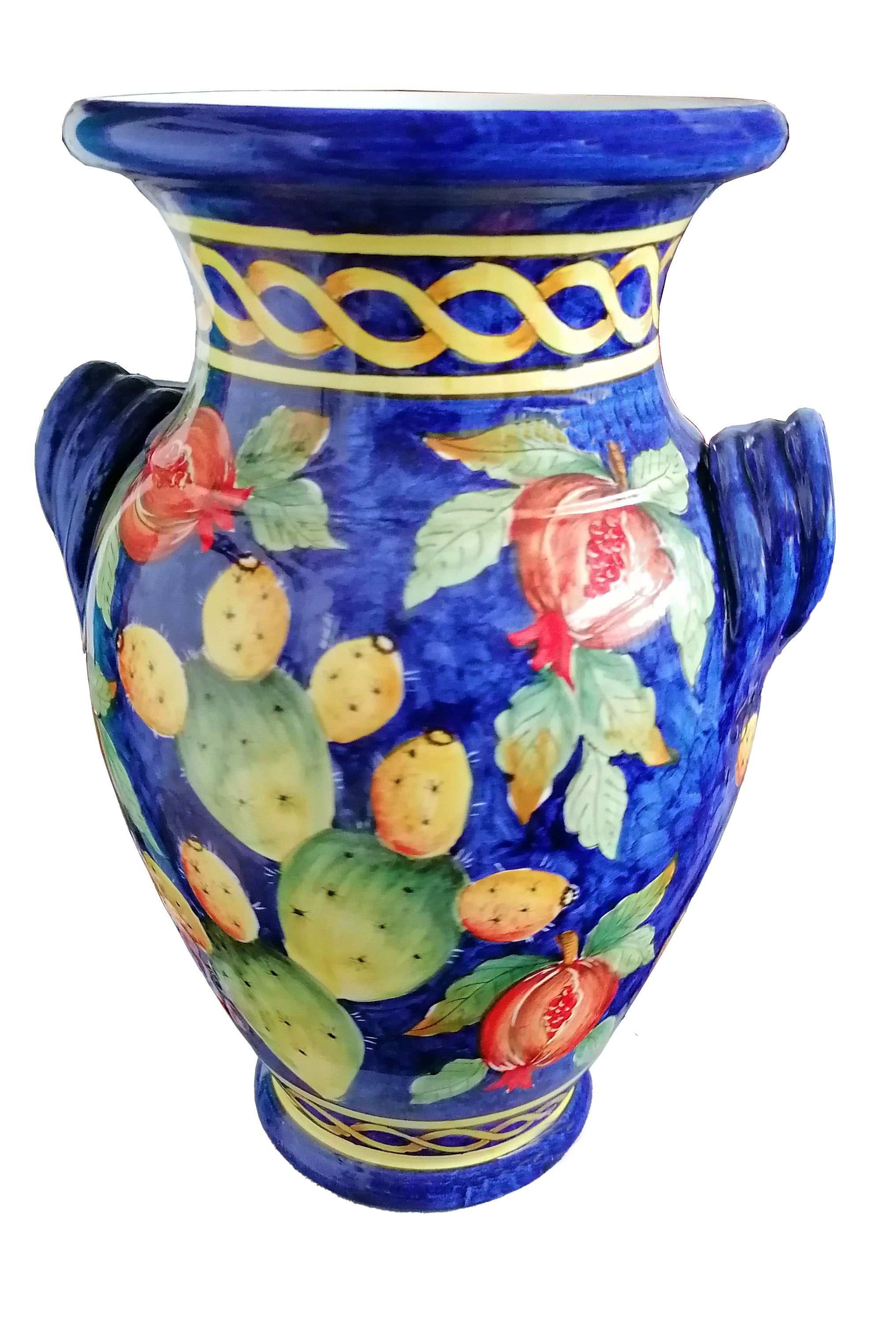 Vaso portaombrelli in Ceramica di Vietri dipinta a mano. – Vietri