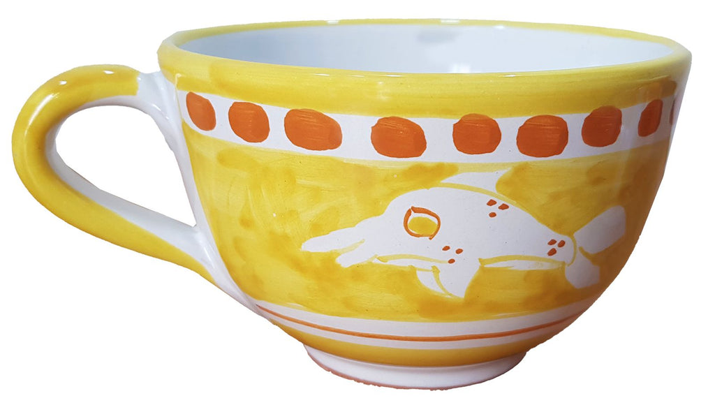 Tazza latte con decoro Alici in ceramica di Vietri < SolimeneArt